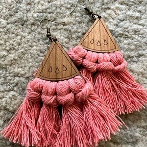 WATERMELON SLICES macrame earrings